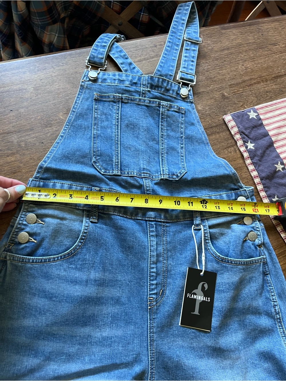 NWT Flamingals Wash Multi Pocket Mid Waist Straight Leg Overalls - Picture 6 of 7